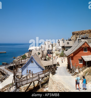 Popeye Village (l'seet degli anni ottanta Robin Williams film), nella costa occidentale di Malta Foto Stock