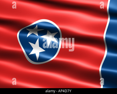 Computer generato illustrazione della bandiera dello Stato del Tennessee con aspetto setoso e onde Foto Stock