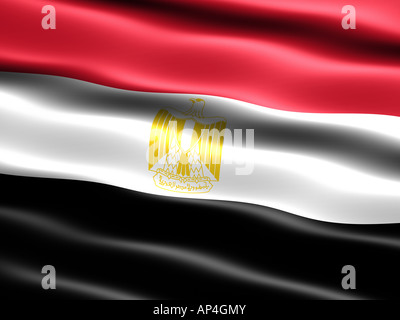 Bandiera dell'Egitto computer generato illustrazione con aspetto setoso e onde Foto Stock