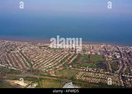 Vista aerea di Kentish Flats per centrali eoliche vista da sopra Herne Bay kent Foto Stock