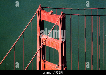 Vista aerea sopra il Golden Gate Bridge di San Francisco in California Foto Stock