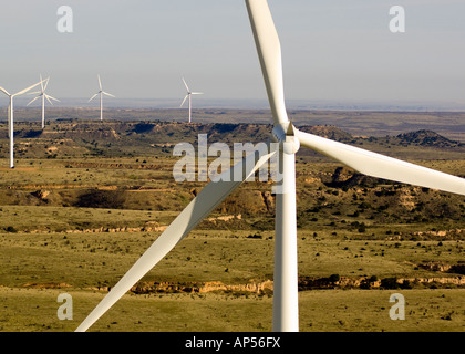 Wind Turbine alimentate sul Texas wind farm, close up di lame. Foto Stock