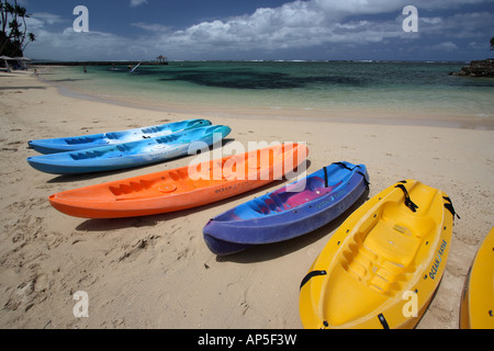 KAYAKS colorato su BEACH RESORT FIJI ORIZZONTALE11395 BDB Foto Stock