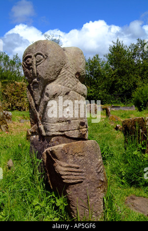 Janus Pietra, Boa Island County Fermanagh, Irlanda del Nord Foto Stock