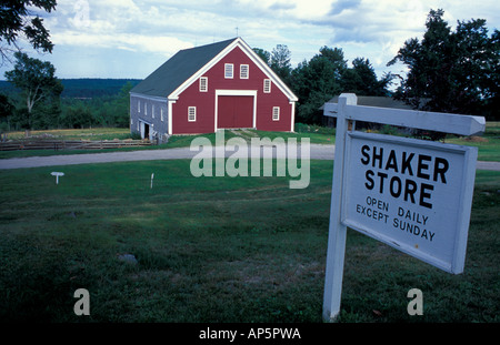 Nuovo Gloucester, un segno di me per lo scuotitore Store nella parte anteriore del fienile a Sabbathday Lake Shaker Village. Foto Stock