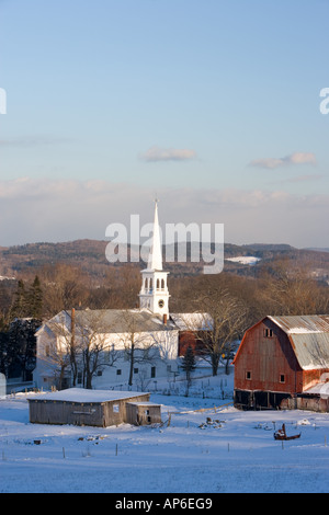 Downtown Peacham, Vermont in winter. Foto Stock