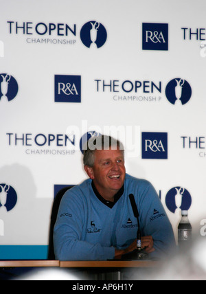 Colin Montgomerie in occasione di una conferenza stampa durante il 2007 British Open di Golf, Carnoustie Scozia Scotland Foto Stock