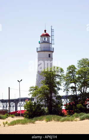 Il dipinto di bianco di Fort Gratiot Lighthouse Michigan MI Foto Stock