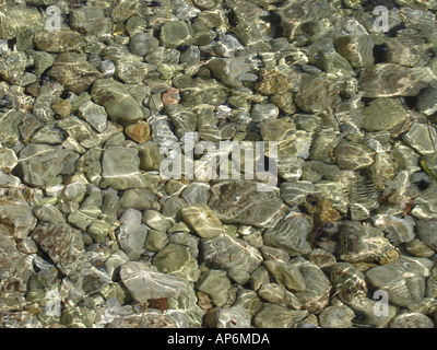 Rocce sotto la superficie dell'acqua sul Meganisi nelle isole Ionie Grecia Foto Stock