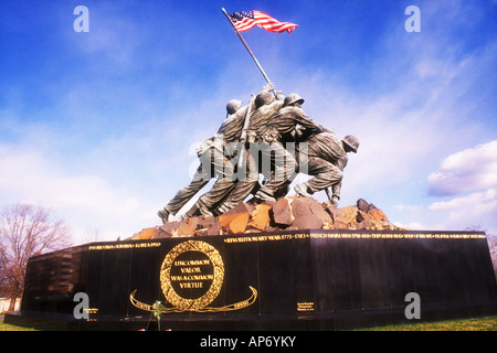 Iwo Jima bandiera sollevamento statua commemora caduti Marines in quella battaglia. Foto Stock