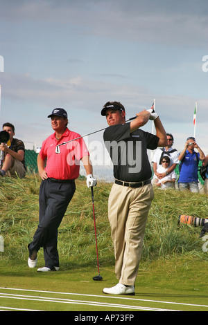 Lee Westwood (destra) e Ernie Els (sinistra) Foto Stock