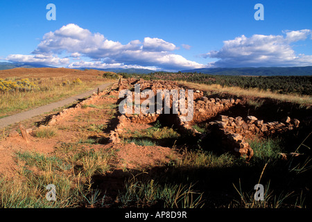 La luce del mattino sulle rovine del Pecos Pueblo Pecos National Historic Park New Mexico Foto Stock