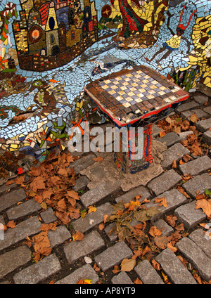 Mosaico colourful scacchiera su motivi di concedere la tomba nella città di New York, ampio angolo di visualizzazione. Foto Stock