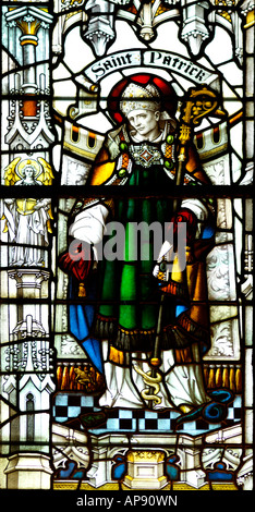 La Cattedrale di Salisbury Vetrate Saint Patrick Foto Stock