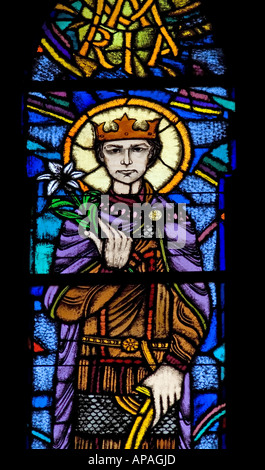Gyor, Transdanubia occidentale, Ungheria. Vetrate colorate nella Cattedrale di Gyor - Saint Imre / Saint Emeric d'Ungheria Foto Stock