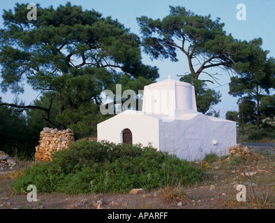 Piccola cappella bizantina Pefcos Rodi Isole Greche Hellas Foto Stock