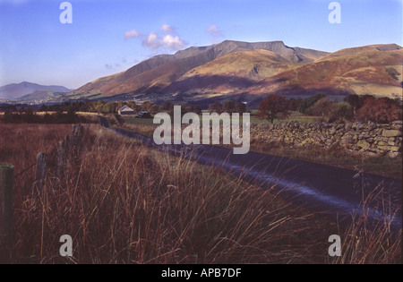 Blencathra visto da Troutbeck nel Lake District Inghilterra Foto Stock