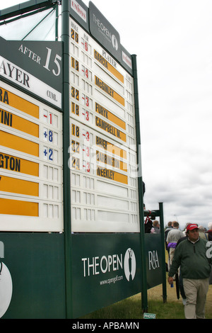 Open golf scoreboard, 2007 Open di golf Foto Stock