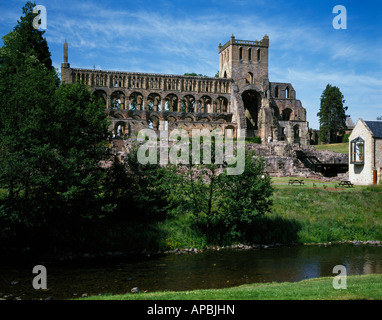 Jedburgh Abbey regione frontaliera in Scozia Regno Unito Foto Stock