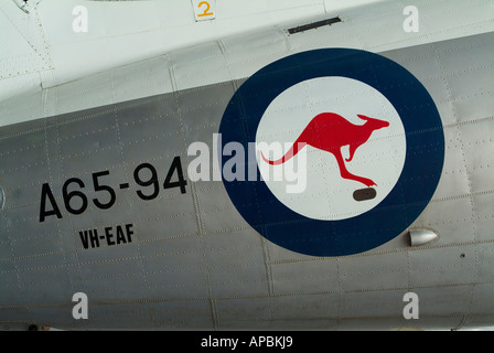 Royal Australian Air Force roundel di identificazione su un MacDonnell Douglas Dakota DC3 aeromobile Foto Stock