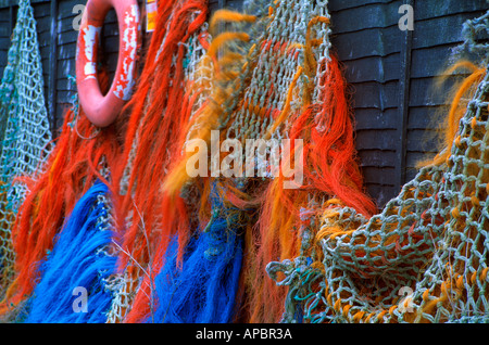 Le reti da pesca Porthgain Pembrokeshire Wales UK Foto Stock