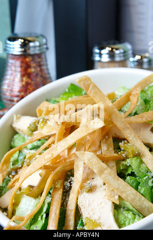 Le strisce di pollo in un insalata verde Foto Stock