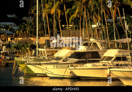 Le barche nel porto di St Gilles, La Réunion, Oceano Indiano Foto Stock