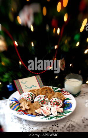 Holiday ancora in vita. Biscotti di Natale & latte per Santa. Proprietà rilasciato. Foto Stock