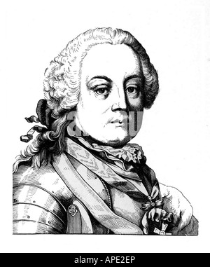 Daun, Conte Leopoldo Giuseppe, 24. 9.1705 - 5.2.1766, Austrian maresciallo di campo, ritratto, acciaio, incisione del XIX secolo, l'artista del diritto d'autore non deve essere cancellata Foto Stock