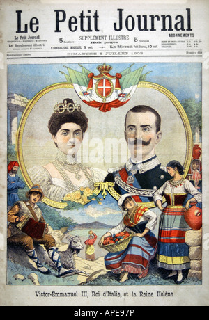 Stampa/media, riviste, 'le Petit Journal', Parigi, volume 14, numero 659, supplemento illustrato, domenica 5 luglio 1903, titolo, 'Victor Emmanuel III, re d'Italia e regina Elena', Foto Stock