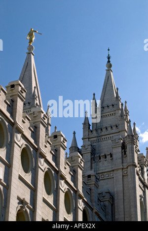 USA Utah Salt Lake City Temple Square Latterday Santi guglie del Tempio Foto Stock