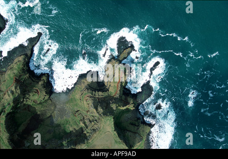 North Antrim coast Irlanda del Nord vedute aeree incontaminata costa del Regno Unito Foto Stock
