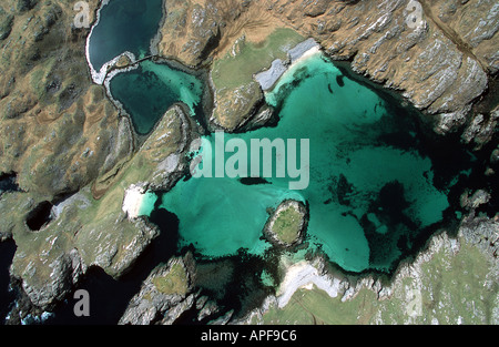 Vista aerea del litorale delle Ebridi Esterne,Scozia Scotland Foto Stock