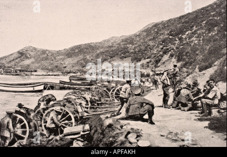 Truppe australiane su Anzac Cove, Penisola di Gallipoli, Turchia 1915 durante la prima guerra mondiale. Foto Stock