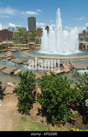 Bricktown fontana nella città di Oklahoma, Oklahoma US Foto Stock