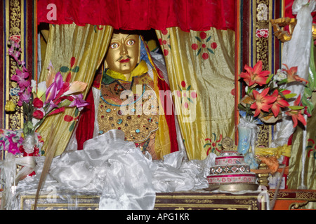 PADMASAMBHAVA statua all'interno di SAMYE UTSE il tempio principale di SAMYE TIBET S primo monastero buddista costruito nel 770 IL TIBET Foto Stock