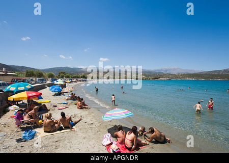 Spiaggia, Istron, Golfo di Mirabello, Lassithi, Costa Nord Est, Creta, Grecia Foto Stock