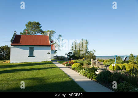 WISCONSIN Racine marciapiede e sirena antinebbia Building Museum vicino a vento Point lighthouse Lago Michigan storia Foto Stock