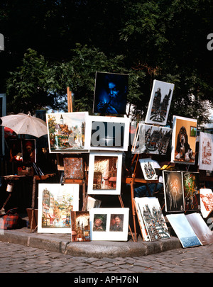 EU FR Francia regione Ile de France Paris 18 Arrondissement Montmartre il luogo per gli artisti e pittori di Place du Tertre Foto Stock