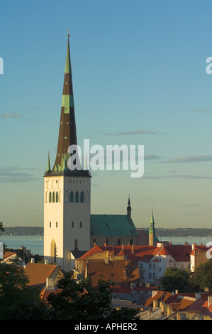 Tallinn centro medievale della città vecchia e di oleviste kirik st olafs chiesa baltico estonia Foto Stock