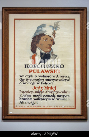 Mangiare meno truppe di supporto WW2 lingua polacca poster di propaganda per Polish American ristoranti, museo Kosciusko Mississippi USA Foto Stock