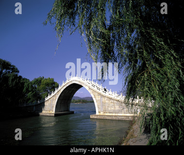 Humpback Bridge presso il Palazzo d'estate, sul Lago Kunming, nei pressi di Pechino. Foto Stock