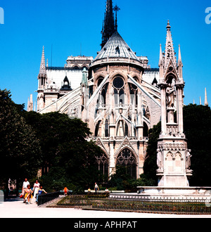 EU FR Francia regione Ile de France Parigi 4 Arrondissement la cattedrale di Notre Dame de Paris di medio formato più immagini su Foto Stock