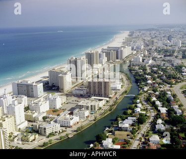 Geografia / viaggi, STATI UNITI D'AMERICA, Florida, Miami Beach, vista aerea, Nord America, panoramica, costa, edifici, cityscape, Foto Stock