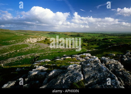 Veduta di Malham Cove, vicino a Settle, Yorkshire Dales National Park, West Yorkshire Foto Stock