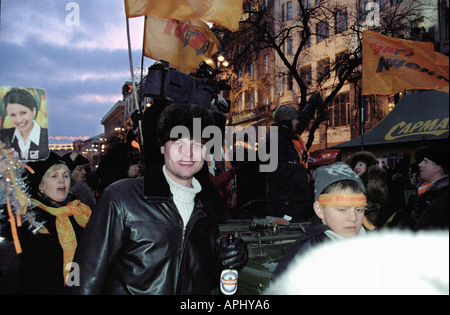La Rivoluzione arancione, Maydan Nezaleznosty, Yuschenko, Ucraina, Ukrania, Kiev, Kyiv, 2004, Timoshenko, Yanukovich, democrazia Foto Stock