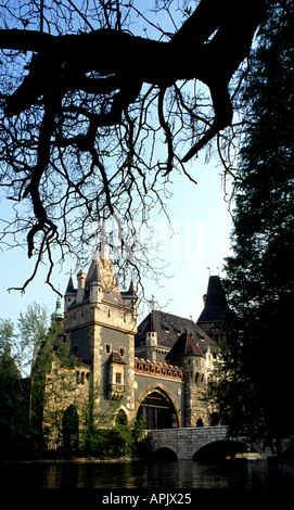 Castello di Vajdahunyad, o di Vajdahunyad vára, è un castello nel parco cittadino, Budapest, Ungheria, che fu costruita tra il 1896 e il 1908, Foto Stock