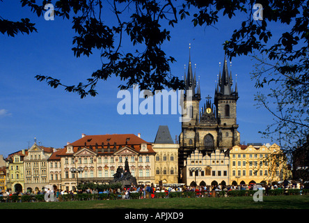 Orologio municipio Staromestske Namesti, la Piazza della Città Vecchia di Praga Repubblica Ceca Foto Stock