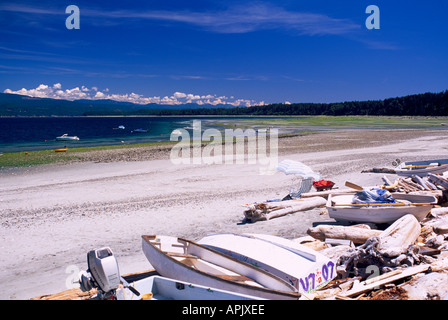 Spiaggia sabbiosa a Indian Point su Savary Isola del nord Isole del Golfo, affacciato su Stretto di Georgia, BC, British Columbia, Canada Foto Stock