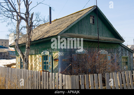 Un ornato decorativo casa in estremo oriente della Russia Foto Stock